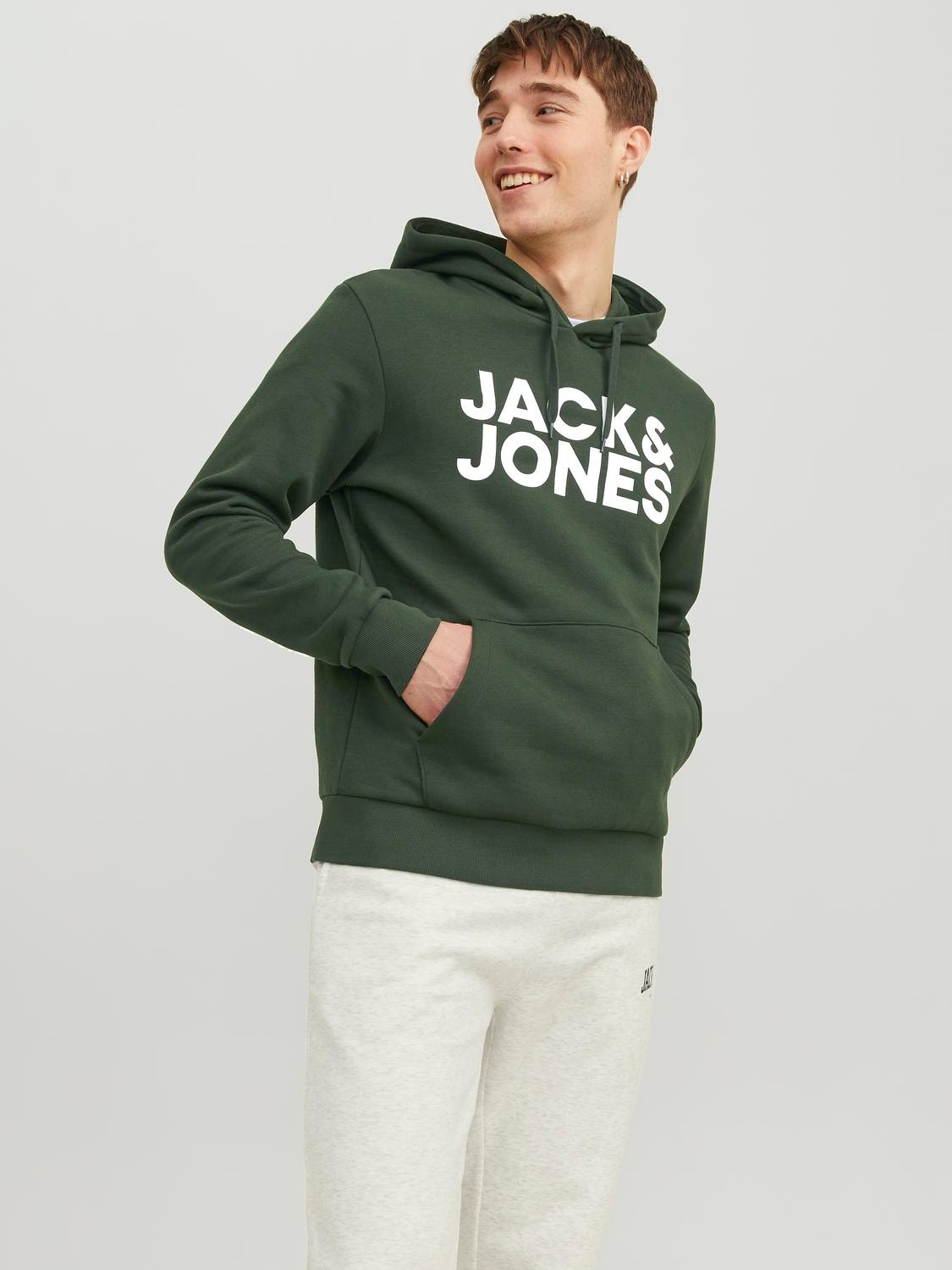 Jack & Jones Logo Hoodie -Mountain View - 12152840