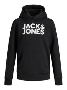 Jack & Jones Z logo Bluza z kapturem Dla chłopców -Black - 12152841