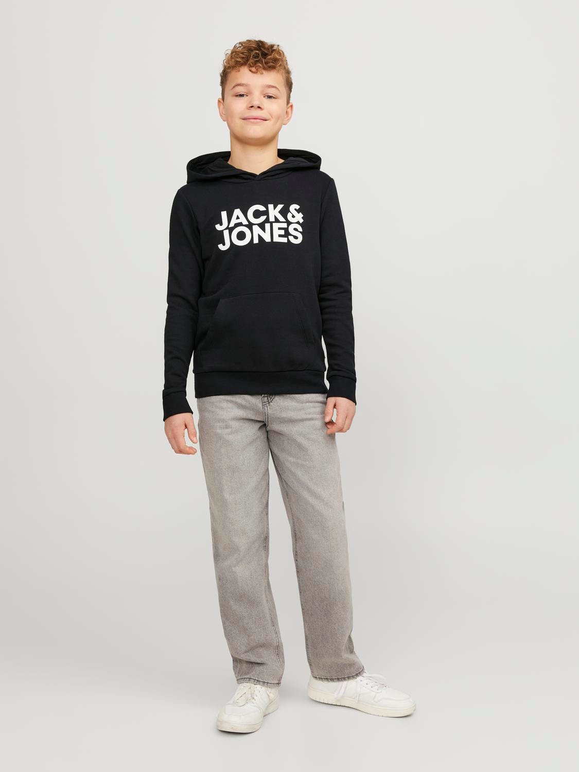 Jack & Jones Logo Mikina s kapucí Junior -Black - 12152841