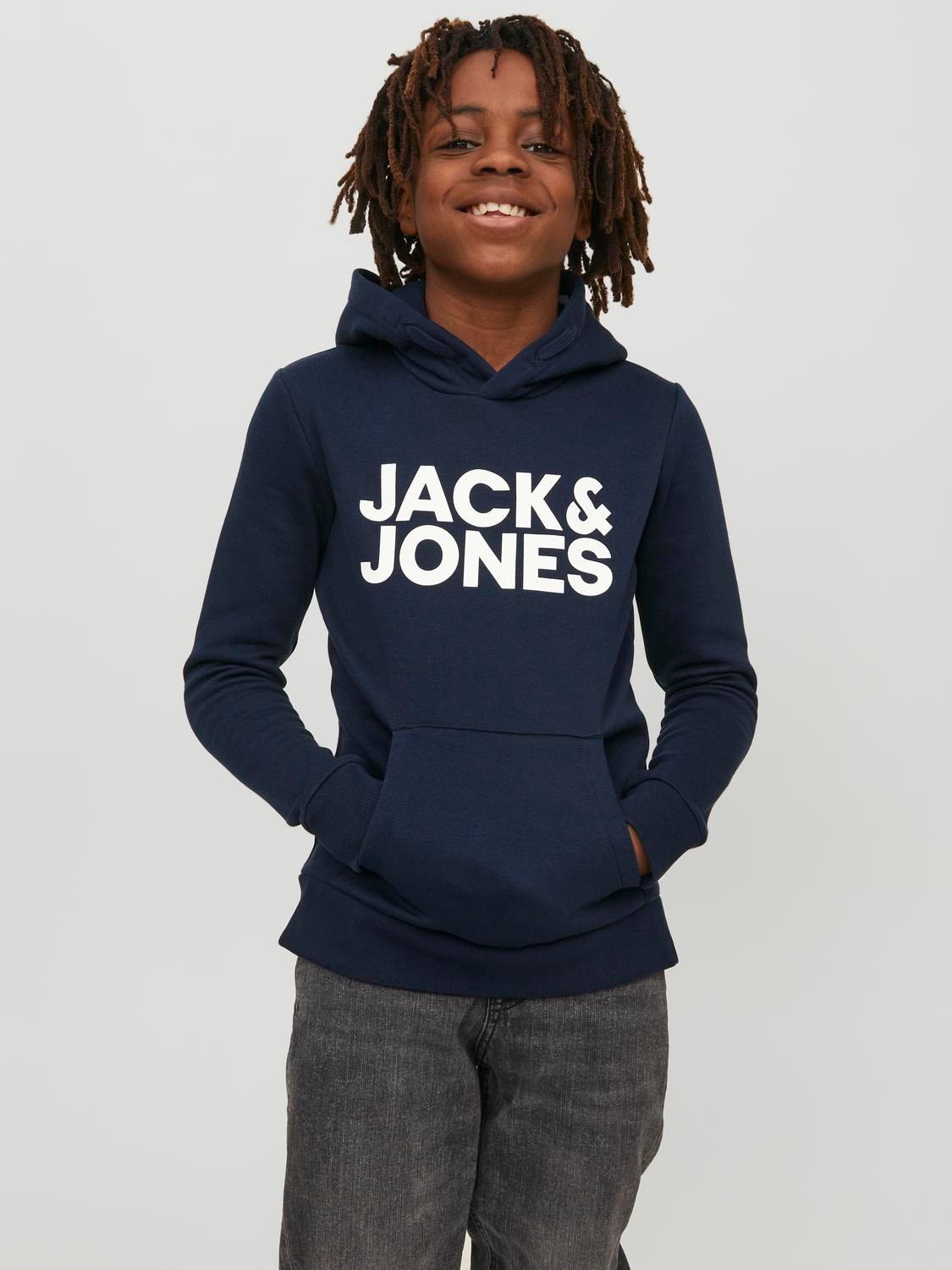 Jack & Jones Logo Hoodie For boys -Navy Blazer - 12152841