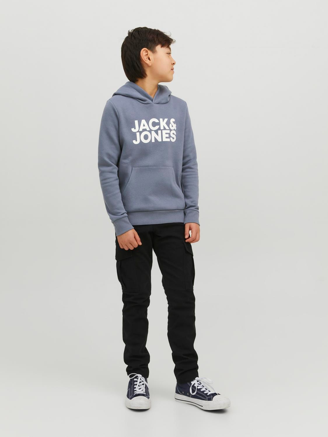 Jack & Jones Logo Hoodie For boys -Flint Stone - 12152841
