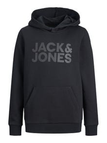 Jack & Jones Logo Hoodie For boys -Black - 12152841