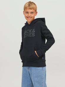 Jack & Jones Logo Hoodie For boys -Black - 12152841