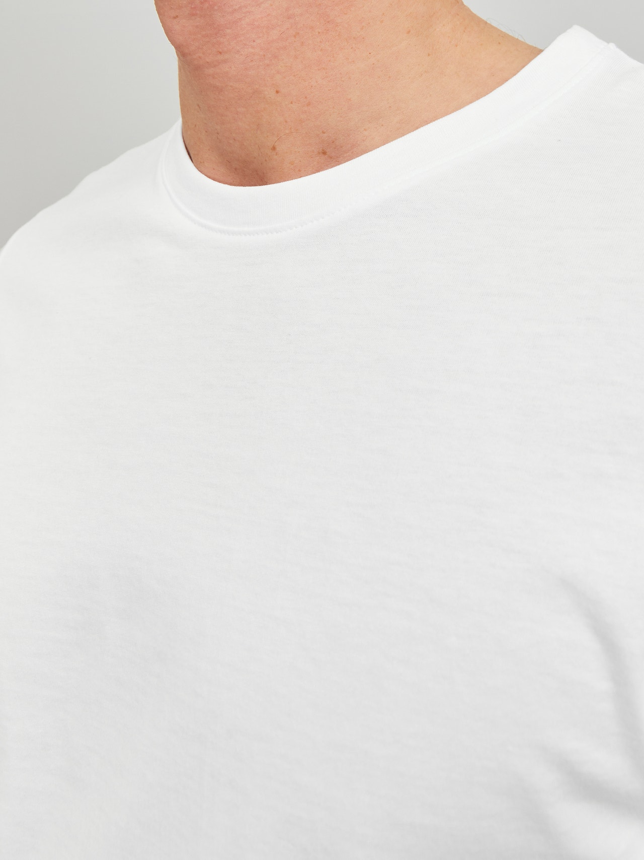 Jack & Jones Yksivärinen Pyöreä pääntie T-paita -White - 12156101