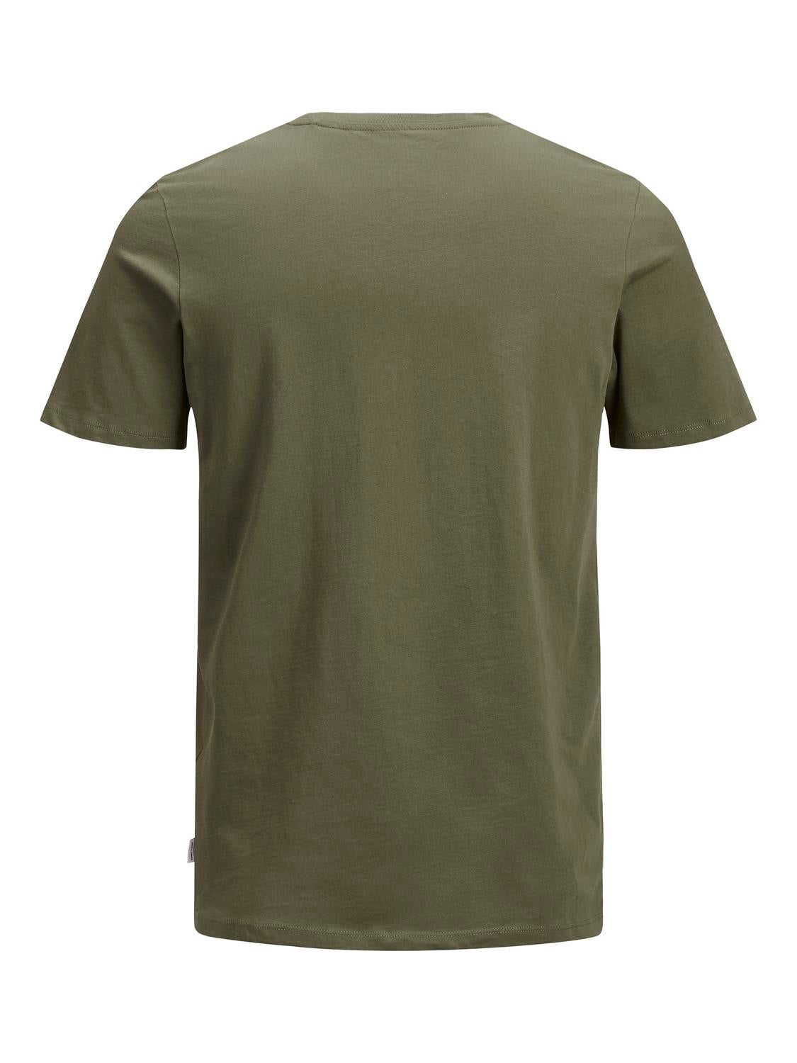 Plain O Neck T shirt Dark Green Jack Jones