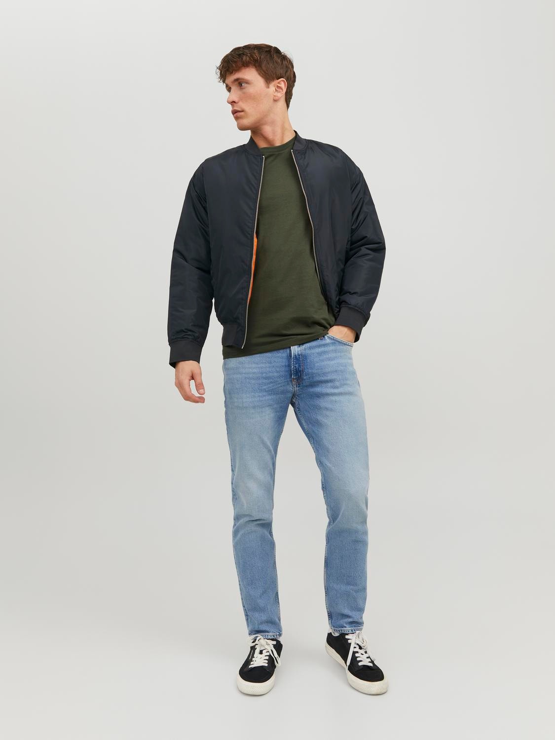 Jack & Jones Sima Környak Trikó -Olive Night - 12156101