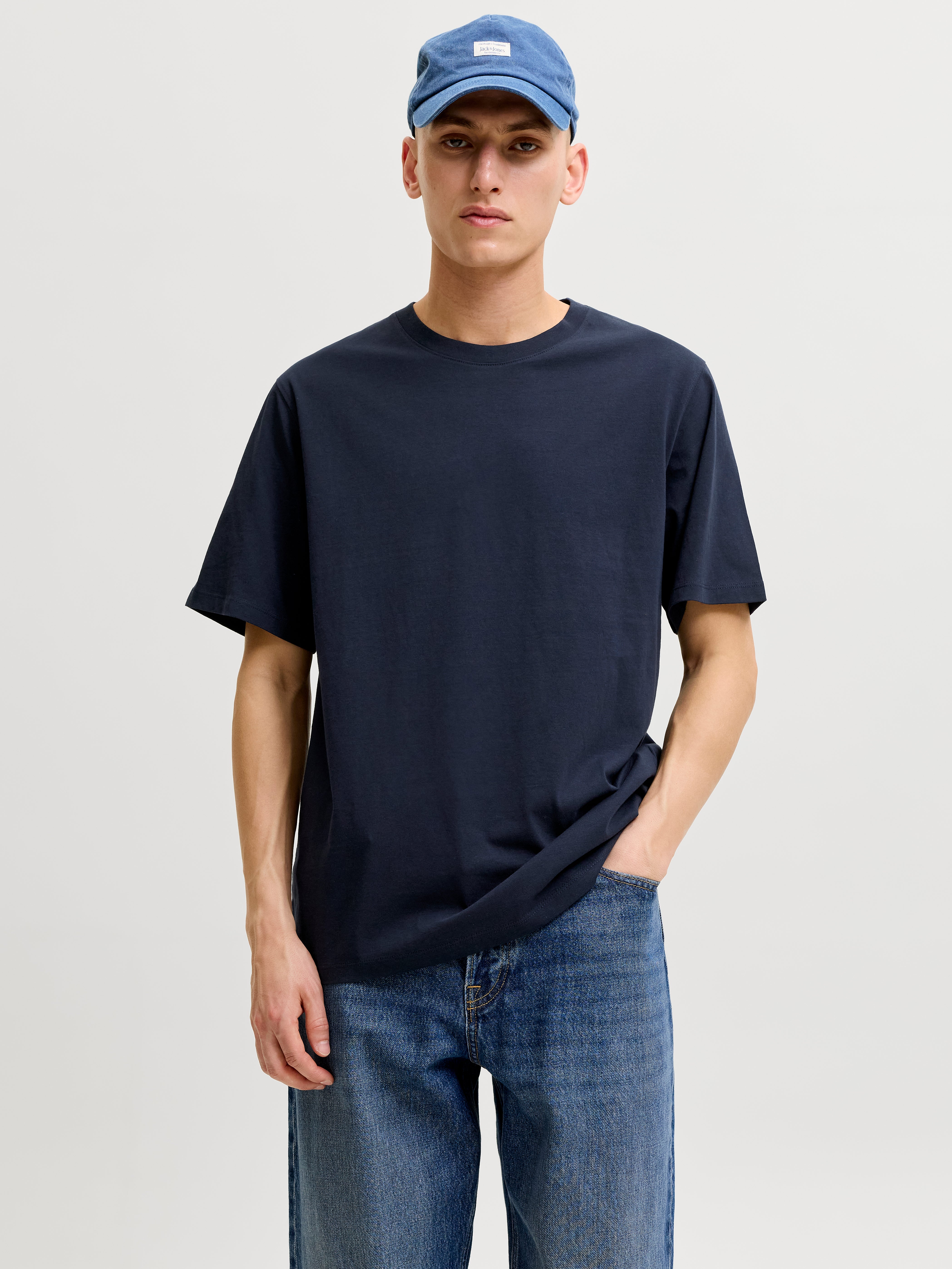 Einfarbig Rundhals T-shirt | Dunkelblau | Jack & Jones®