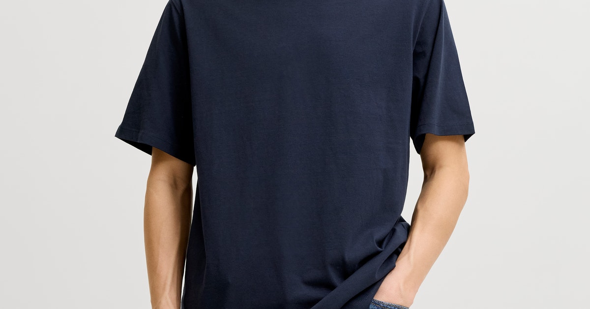 Einfarbig Rundhals T-shirt | Dunkelblau | Jack & Jones®