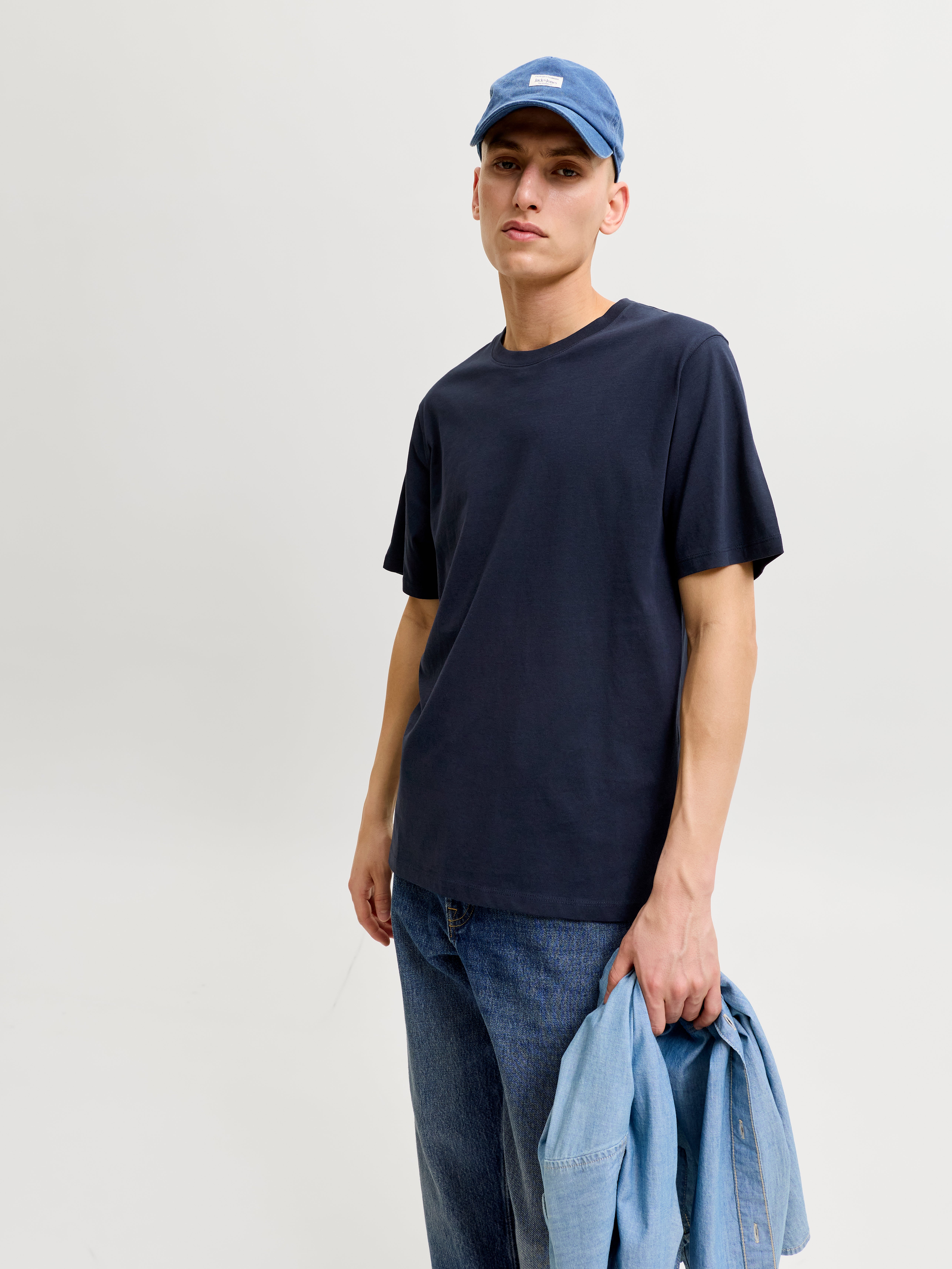 Einfarbig Rundhals T-shirt | Dunkelblau | Jack & Jones®