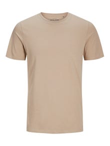 Jack & Jones Ensfarvet Crew neck T-shirt -Crockery - 12156101