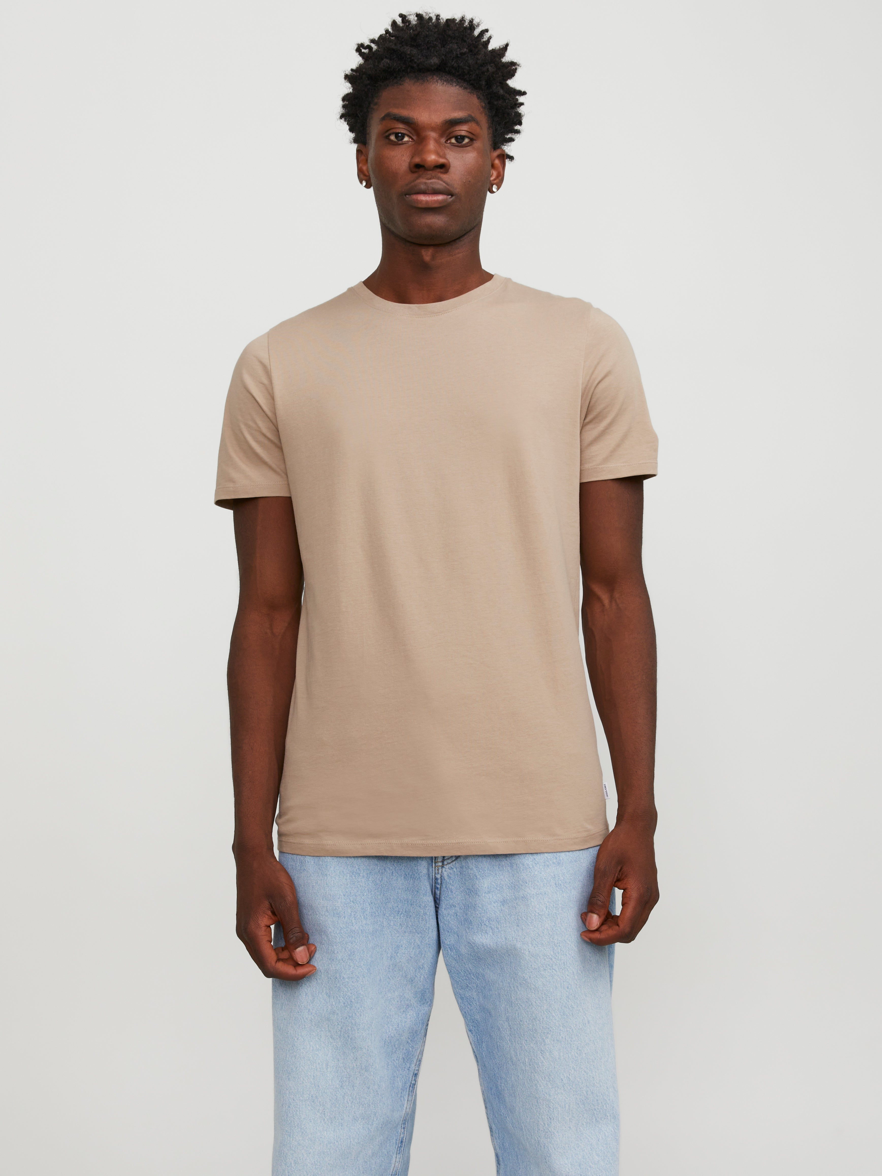 Einfarbig Rundhals T-shirt | Beige | Jack & Jones®