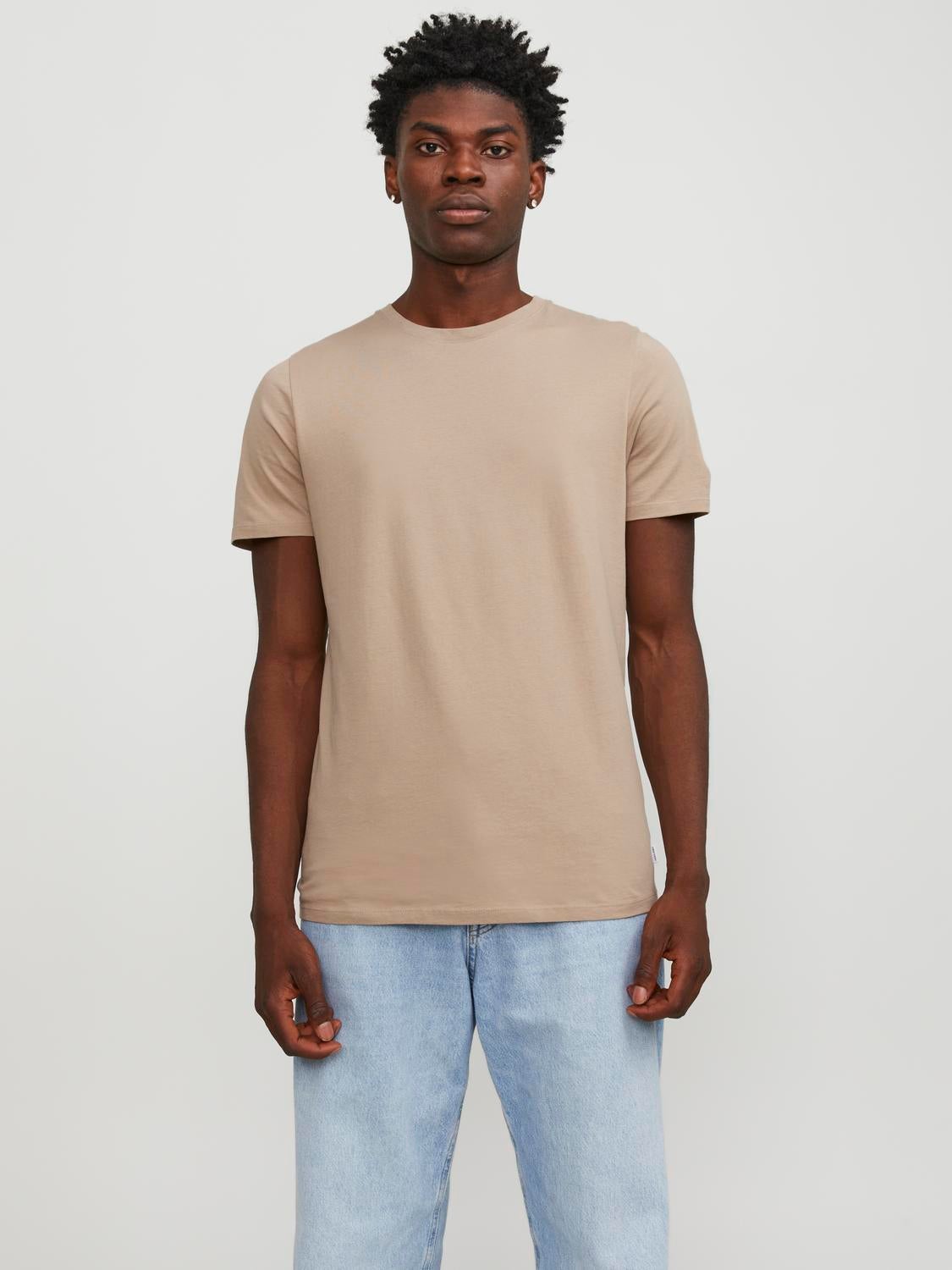 Casual Buttoned Crew Neck Plain T-Shirt