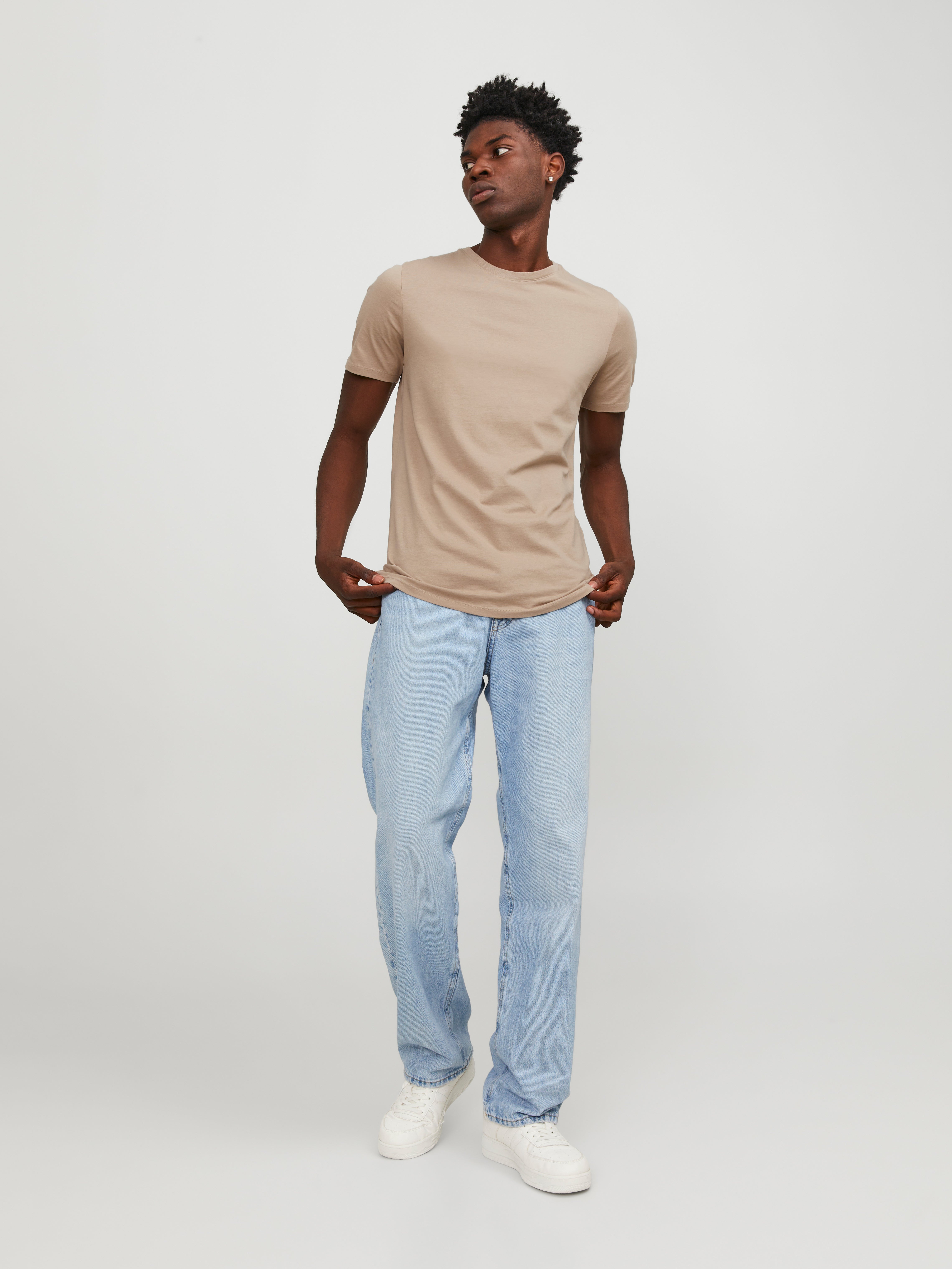 Einfarbig Rundhals T-shirt | Beige | Jack & Jones®