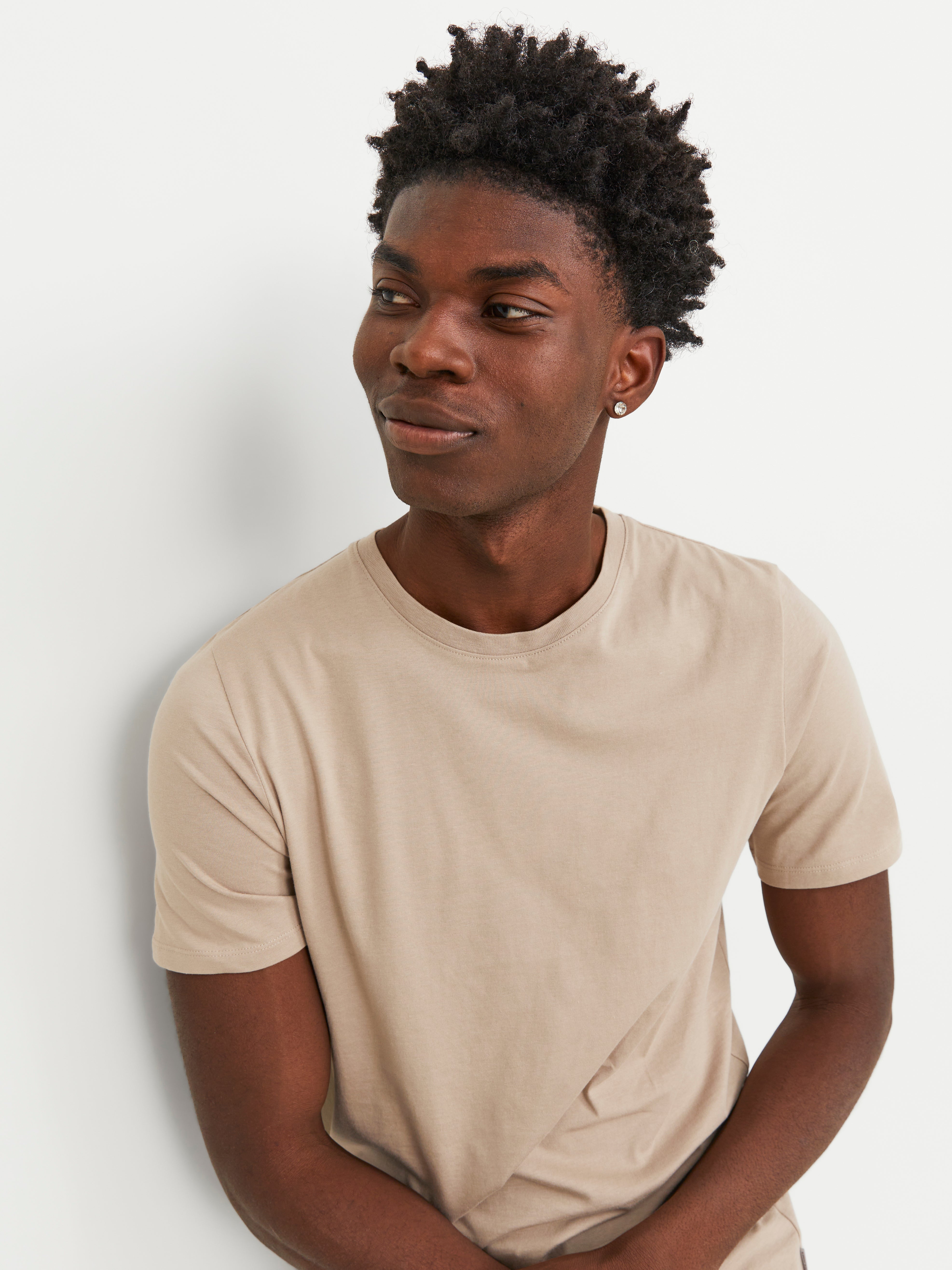 Einfarbig Rundhals T-shirt | Beige | Jack & Jones®