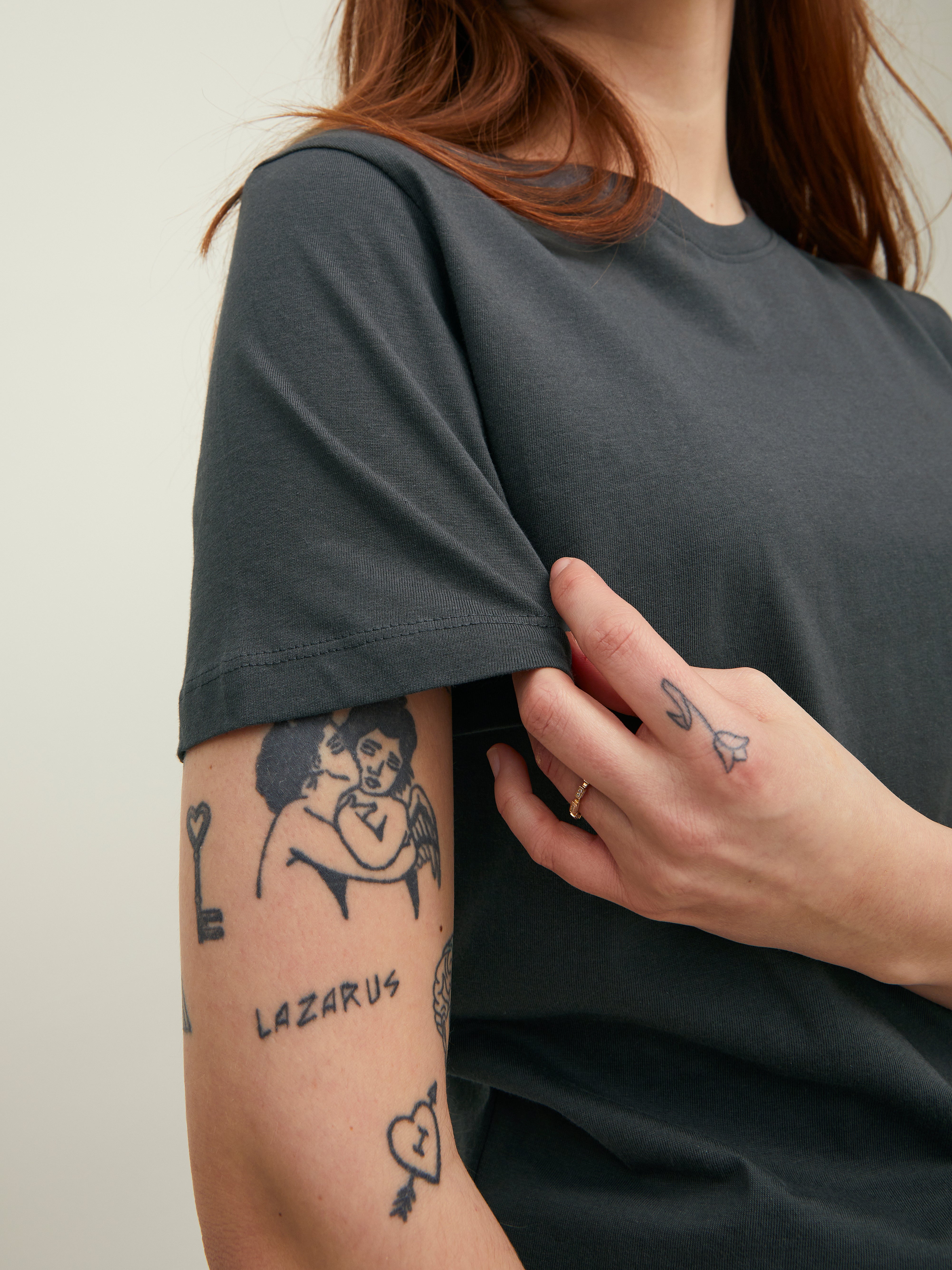 Jack & Jones Yksivärinen Pyöreä pääntie T-paita -Asphalt - 12156101