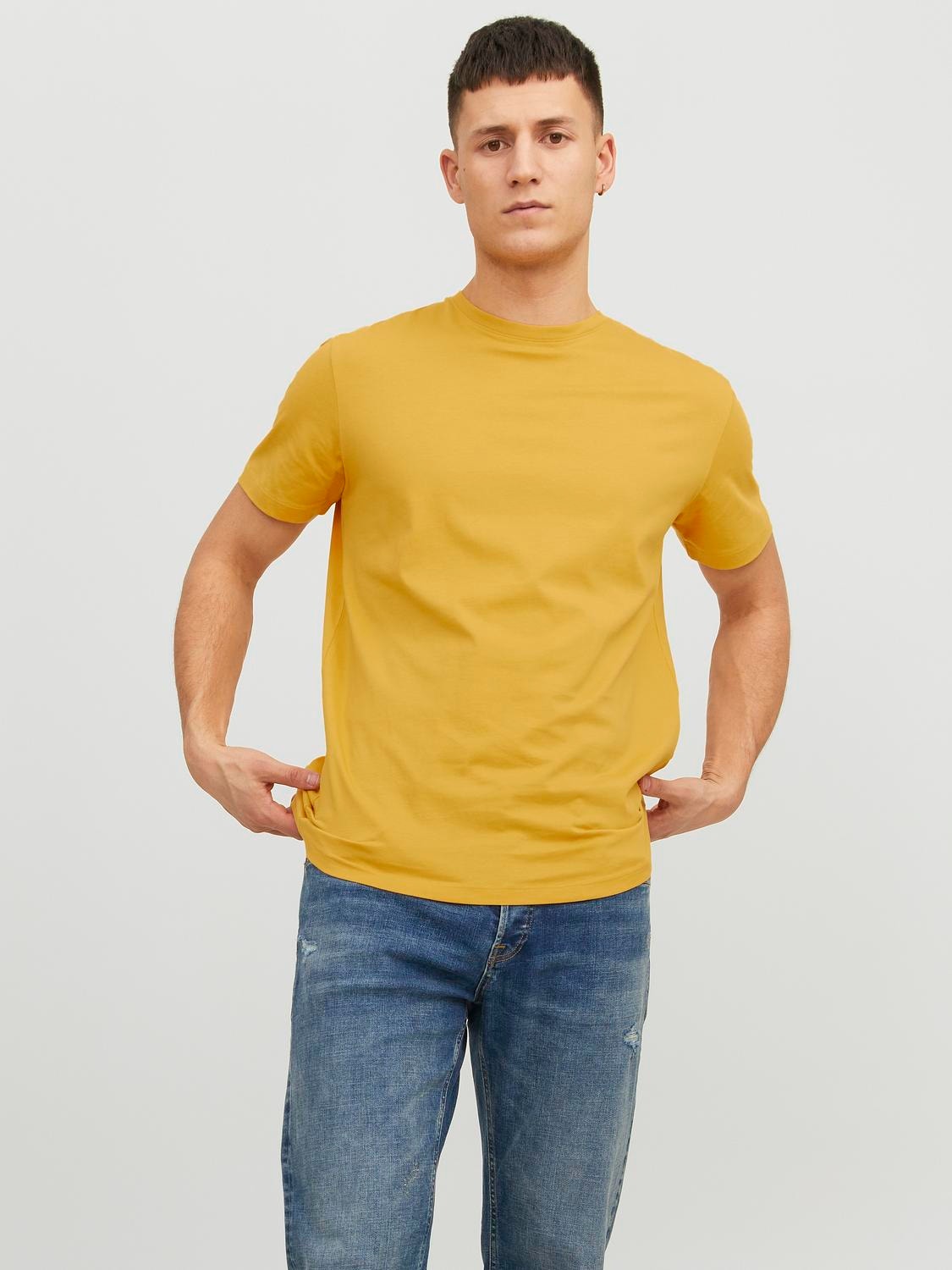 Jack & Jones Ensfarvet Crew neck T-shirt -Honey Gold - 12156101
