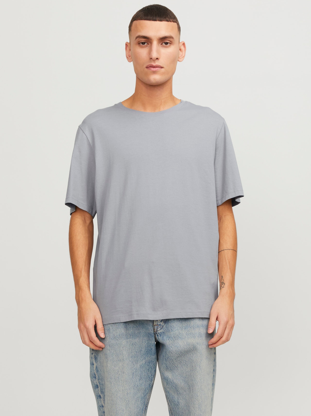 Jack & Jones Ensfarvet Crew neck T-shirt -Ultimate Grey - 12156101