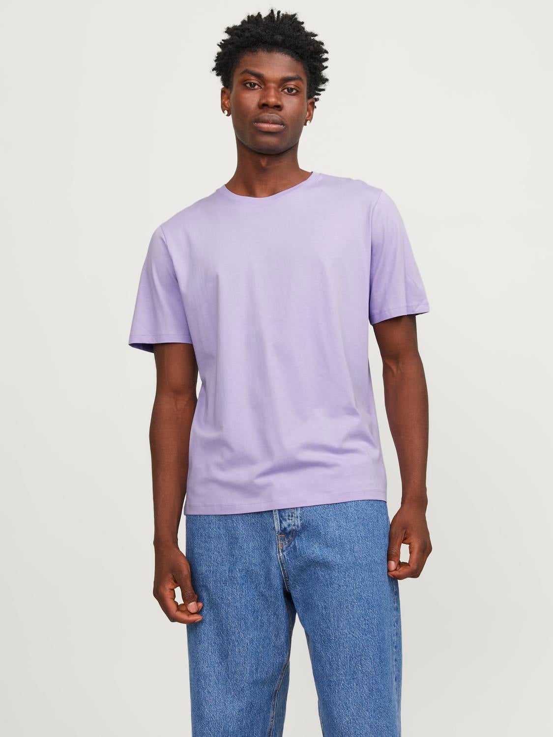 Plain Crew neck T-shirt | Light Purple | Jack & Jones®