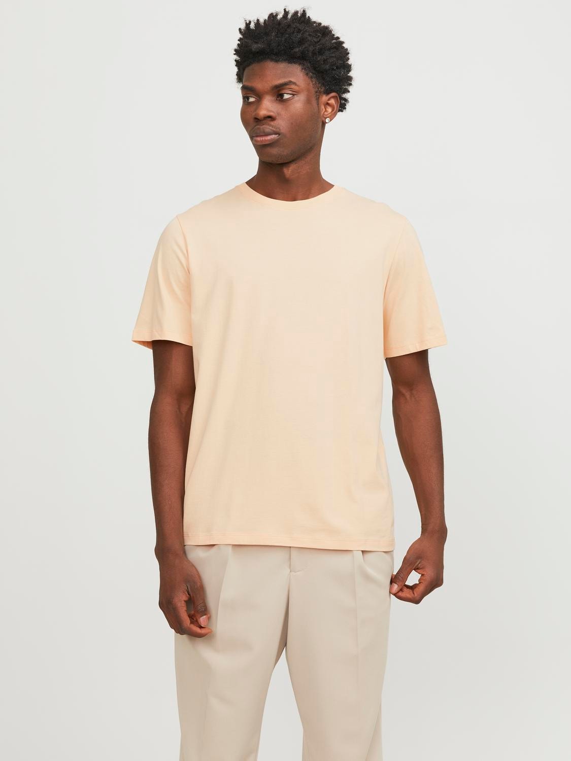 Jack & Jones Plain Crew neck T-shirt -Apricot Ice  - 12156101