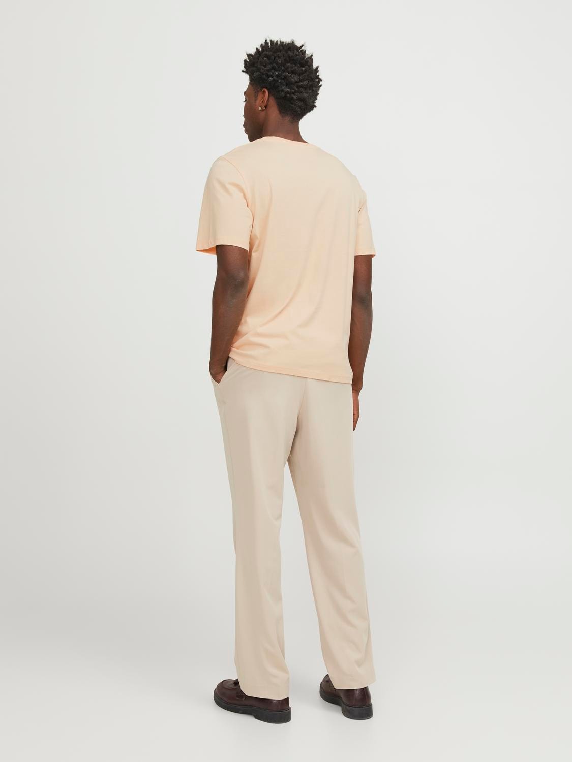 Jack & Jones Plain Crew neck T-shirt -Apricot Ice  - 12156101