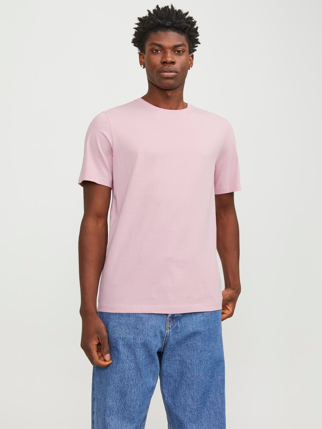 Jack & Jones Vienspalvis Apskritas kaklas Marškinėliai -Pink Nectar - 12156101