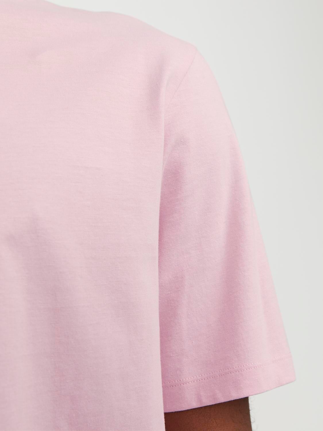 Jack & Jones Ühevärviline Ümmargune kaelus T-särk -Pink Nectar - 12156101