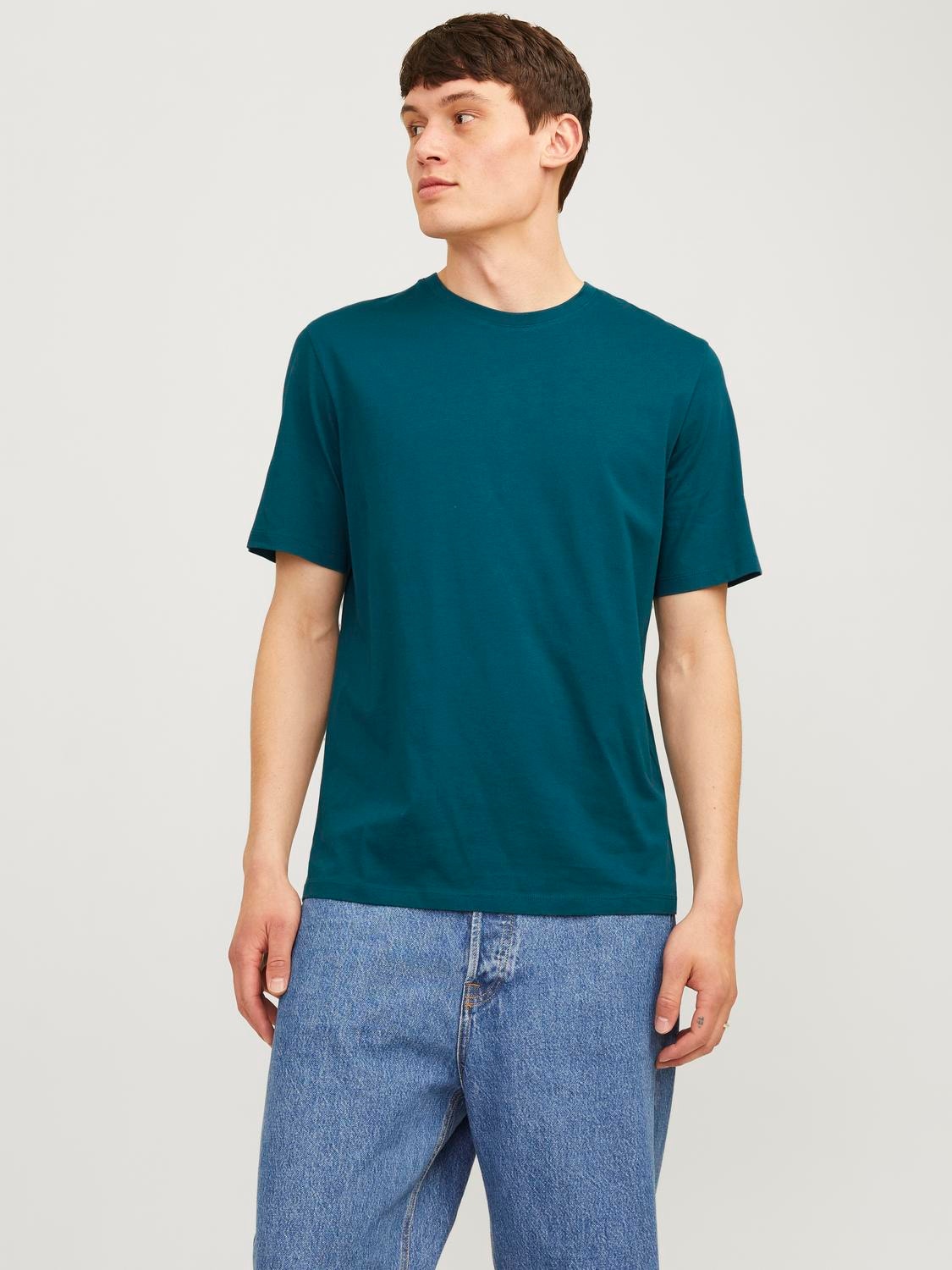 Jack & Jones Einfarbig Rundhals T-shirt -Deep Teal - 12156101