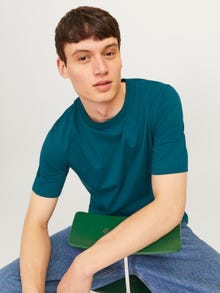 Jack & Jones Ühevärviline Ümmargune kaelus T-särk -Deep Teal - 12156101