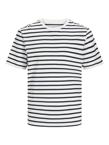 Jack & Jones Ühevärviline Ümmargune kaelus T-särk -Cloud Dancer - 12156101