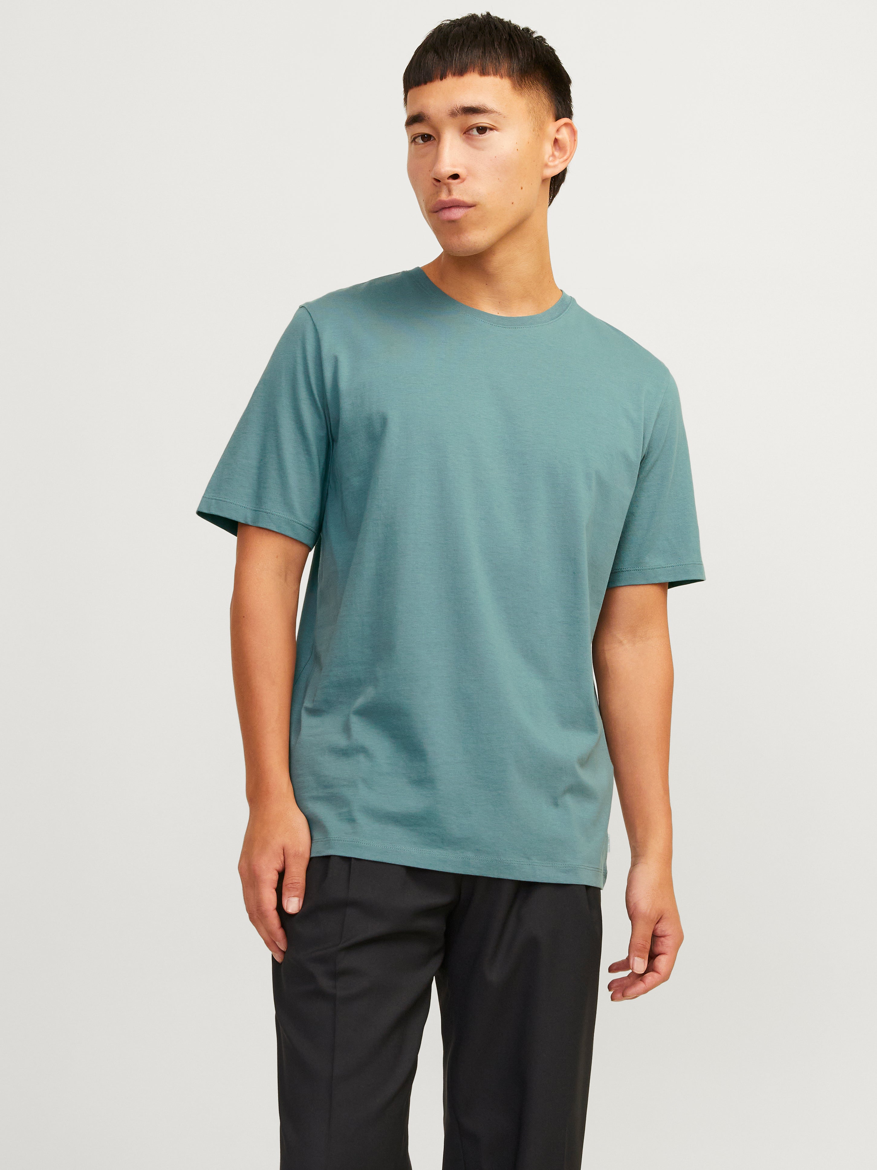 Einfarbig Rundhals T-shirt | Mittelblau | Jack & Jones®
