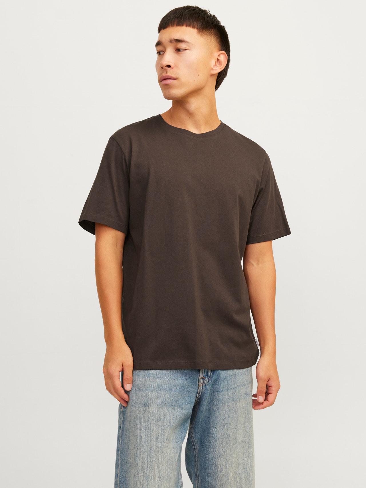 Jack & Jones T-shirt Liso Decote Redondo -Mulch - 12156101