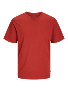 Jack & Jones Gładki Okrągły dekolt T-shirt -Red Ochre - 12156101