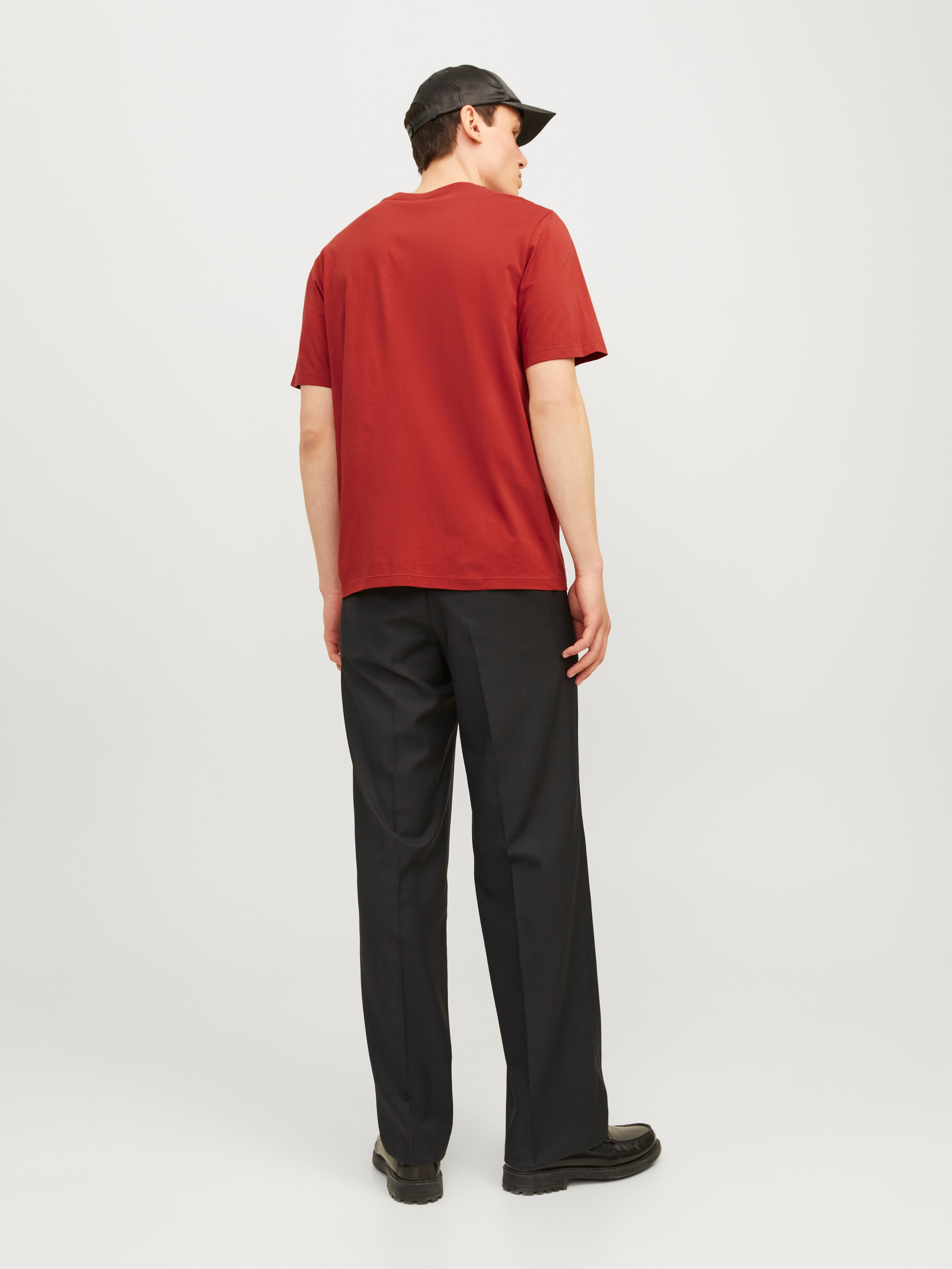 Einfarbig Rundhals T-shirt | Dunkelrot | Jack & Jones®