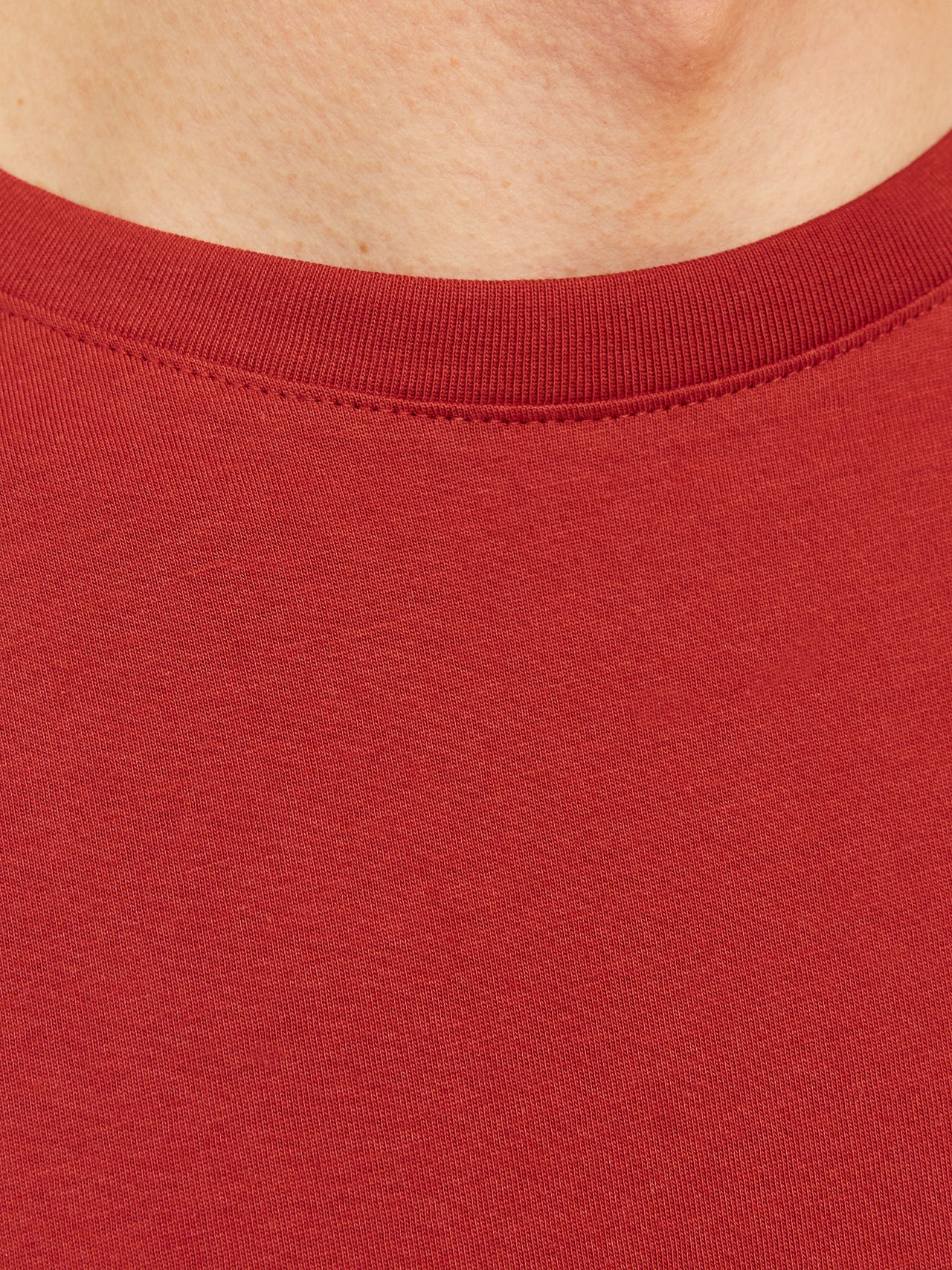 Jack & Jones Vienspalvis Apskritas kaklas Marškinėliai -Red Ochre - 12156101