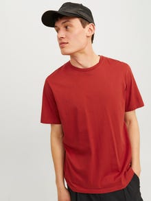 Jack & Jones Ensfarvet Crew neck T-shirt -Red Ochre - 12156101