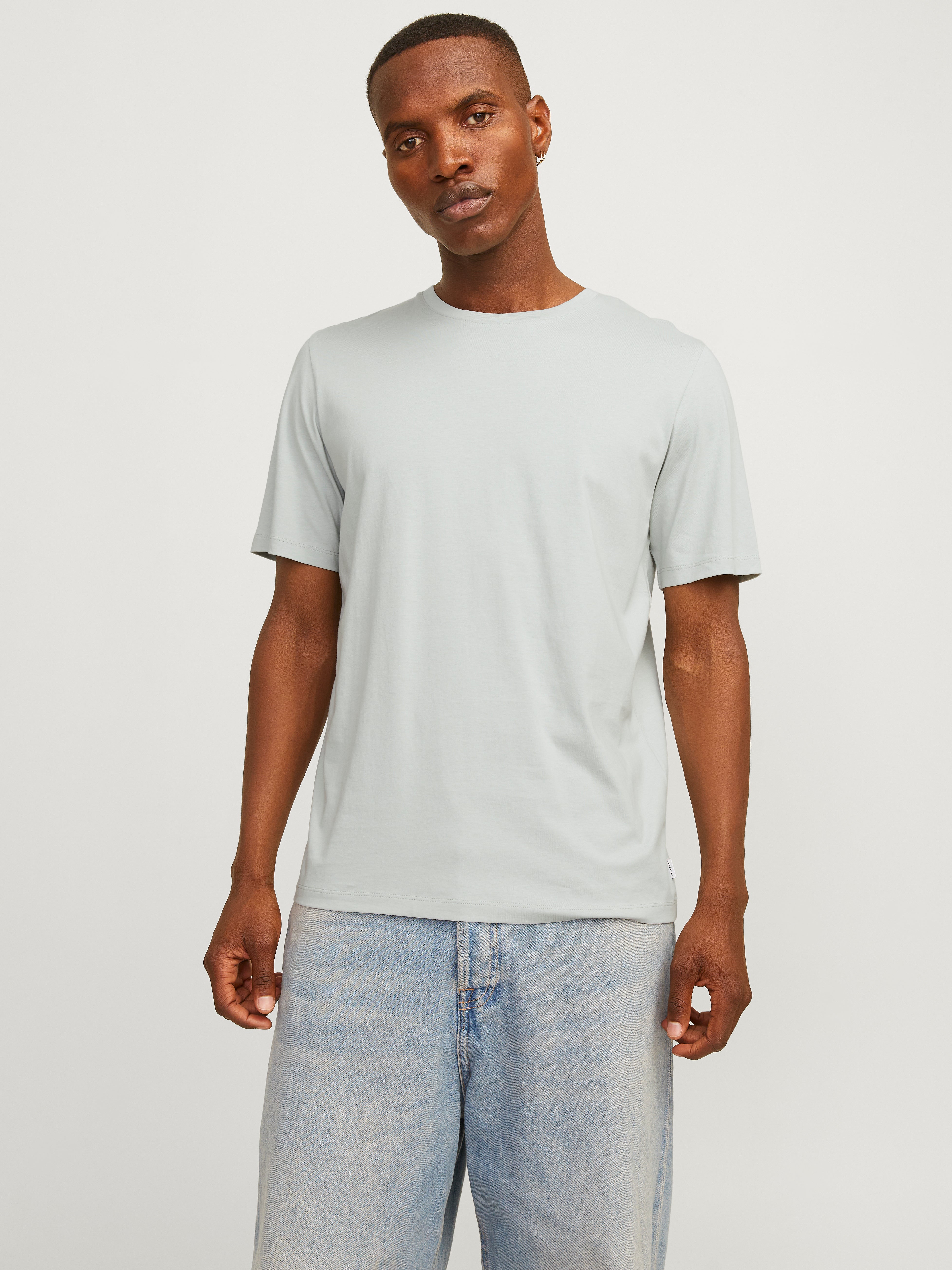 Einfarbig Rundhals T-shirt | Hellgrau | Jack & Jones®