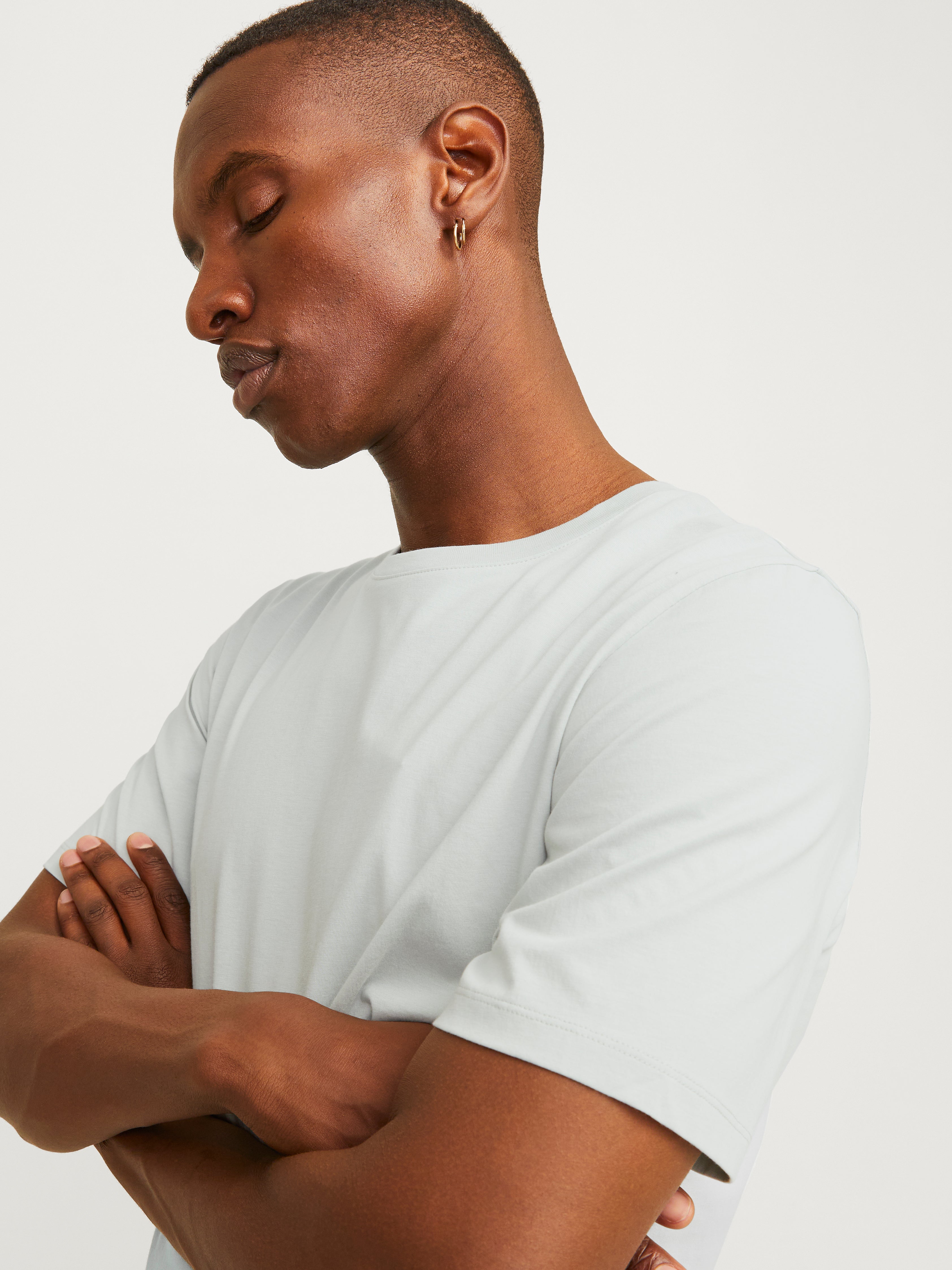 Einfarbig Rundhals T-shirt | Hellgrau | Jack & Jones®