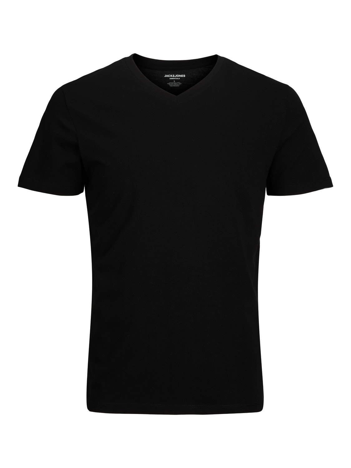 Jack & Jones Ensfarvet V-hals T-shirt -Black - 12156102