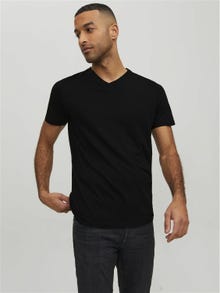 Jack & Jones Gładki Dekolt w serek T-shirt -Black - 12156102