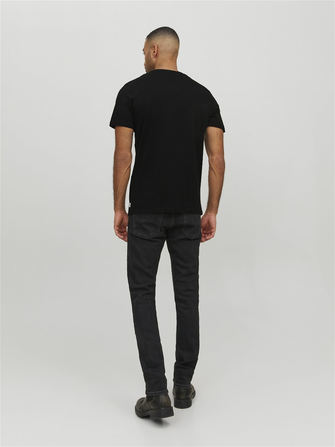 Jack & Jones Enfärgat V-ringning T-shirt -Black - 12156102