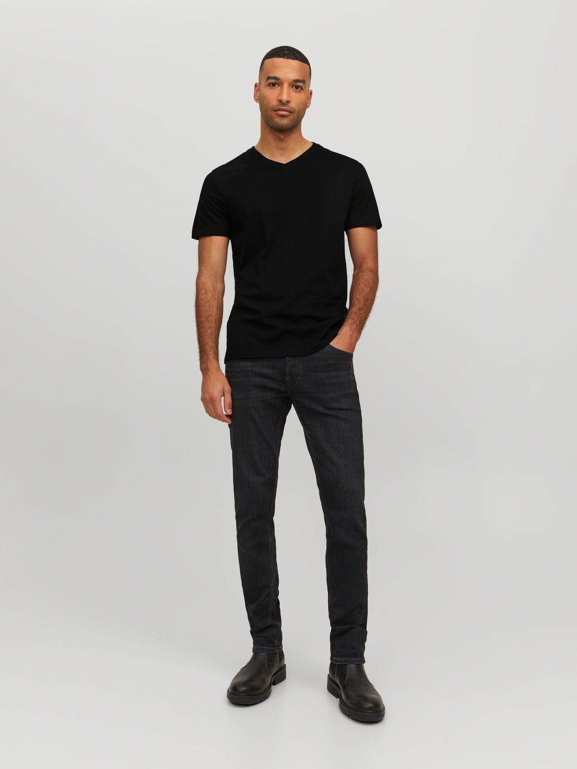 Jack & Jones Sima V-nyak Trikó -Black - 12156102