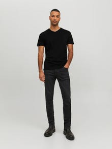 Jack & Jones Ühevärviline V-kaelus T-särk -Black - 12156102