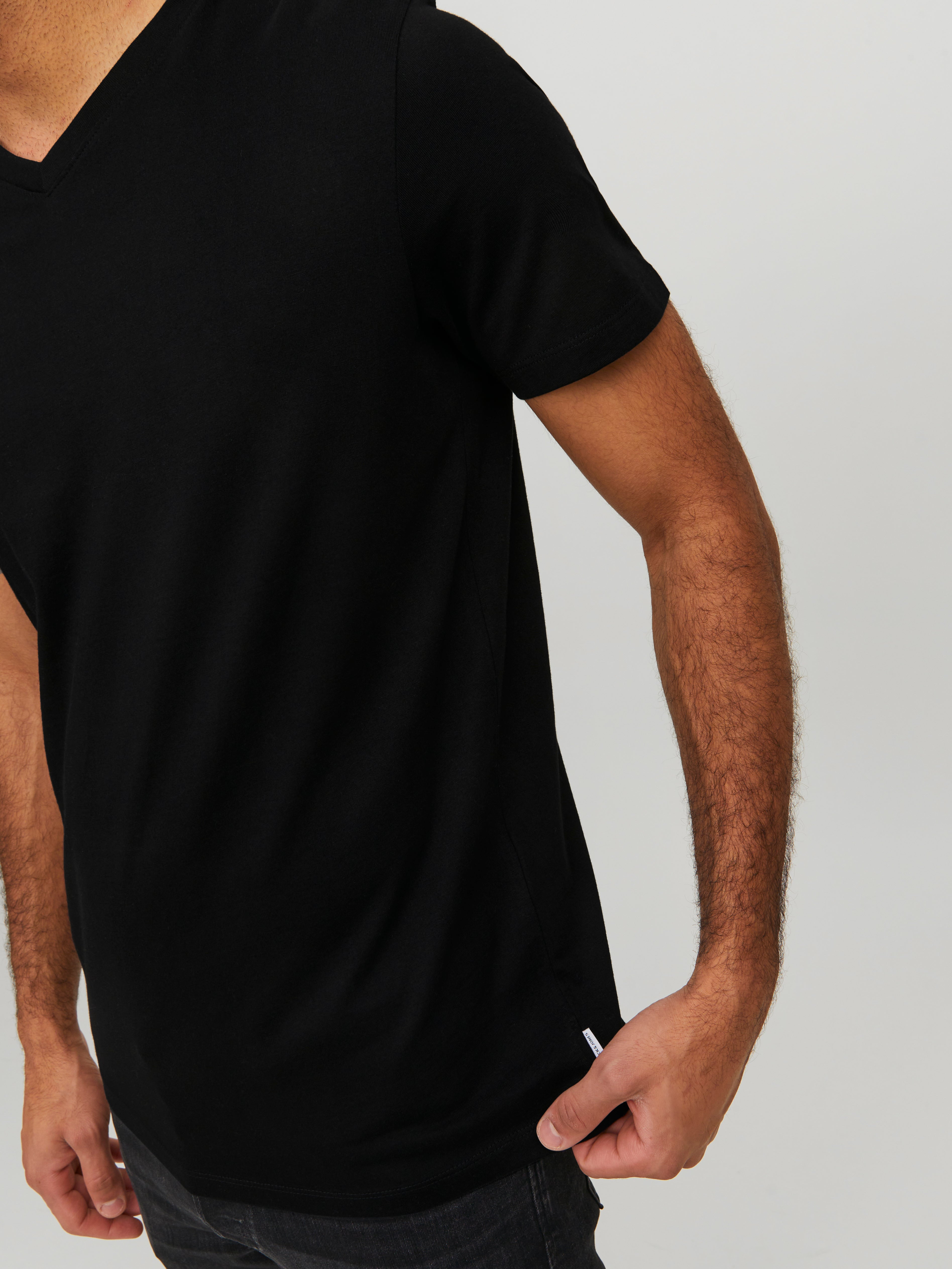 Premium V-Ausschnitt T-Shirt Für Herren – Aus Baumwolle, Schwarz, In Größe XXL, Einfarbig Und Bequem