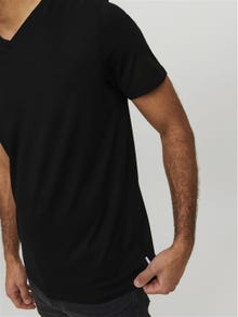 Jack & Jones Gładki Dekolt w serek T-shirt -Black - 12156102