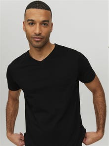 Jack & Jones Einfarbig V-Ausschnitt T-shirt -Black - 12156102