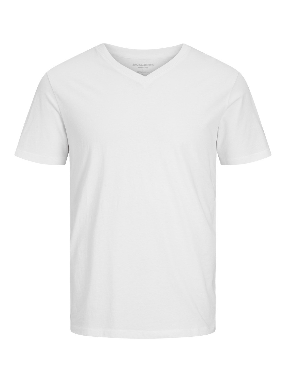 Jack & Jones Enfärgat V-ringning T-shirt -White - 12156102