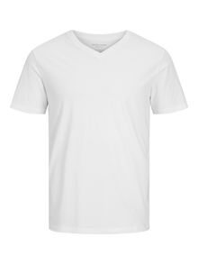 Jack & Jones Plain V-Neck T-shirt -White - 12156102