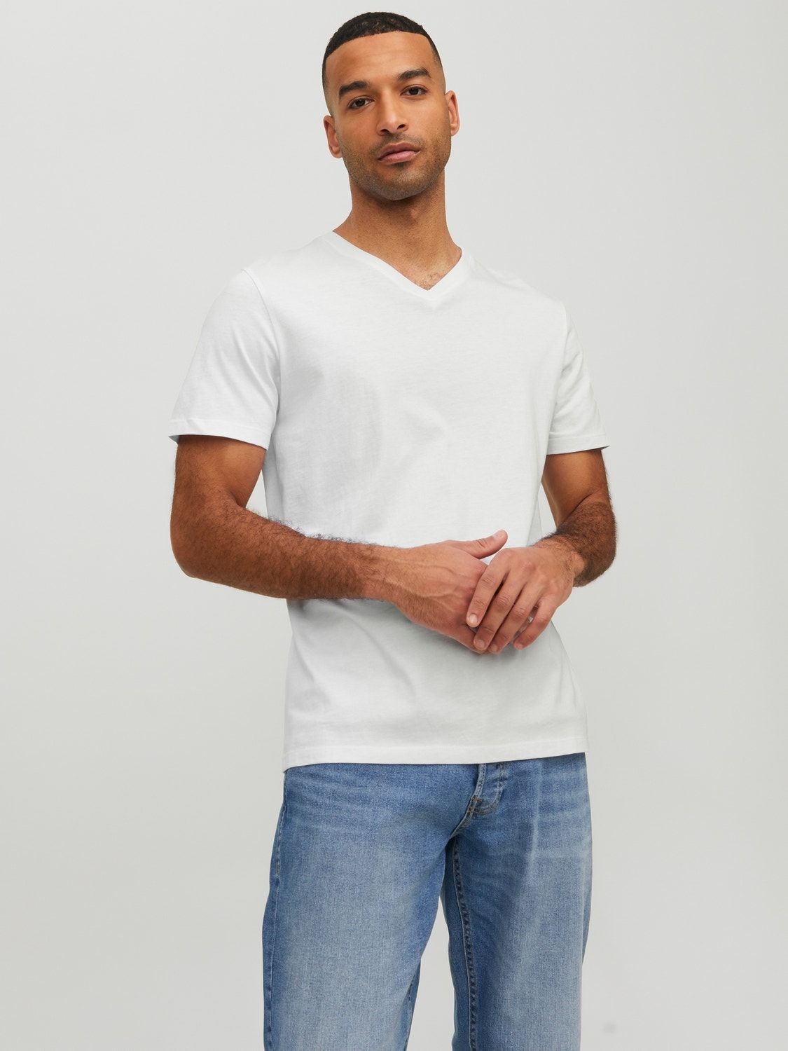 Jack & Jones Bez vzoru V-krk Tričko -White - 12156102