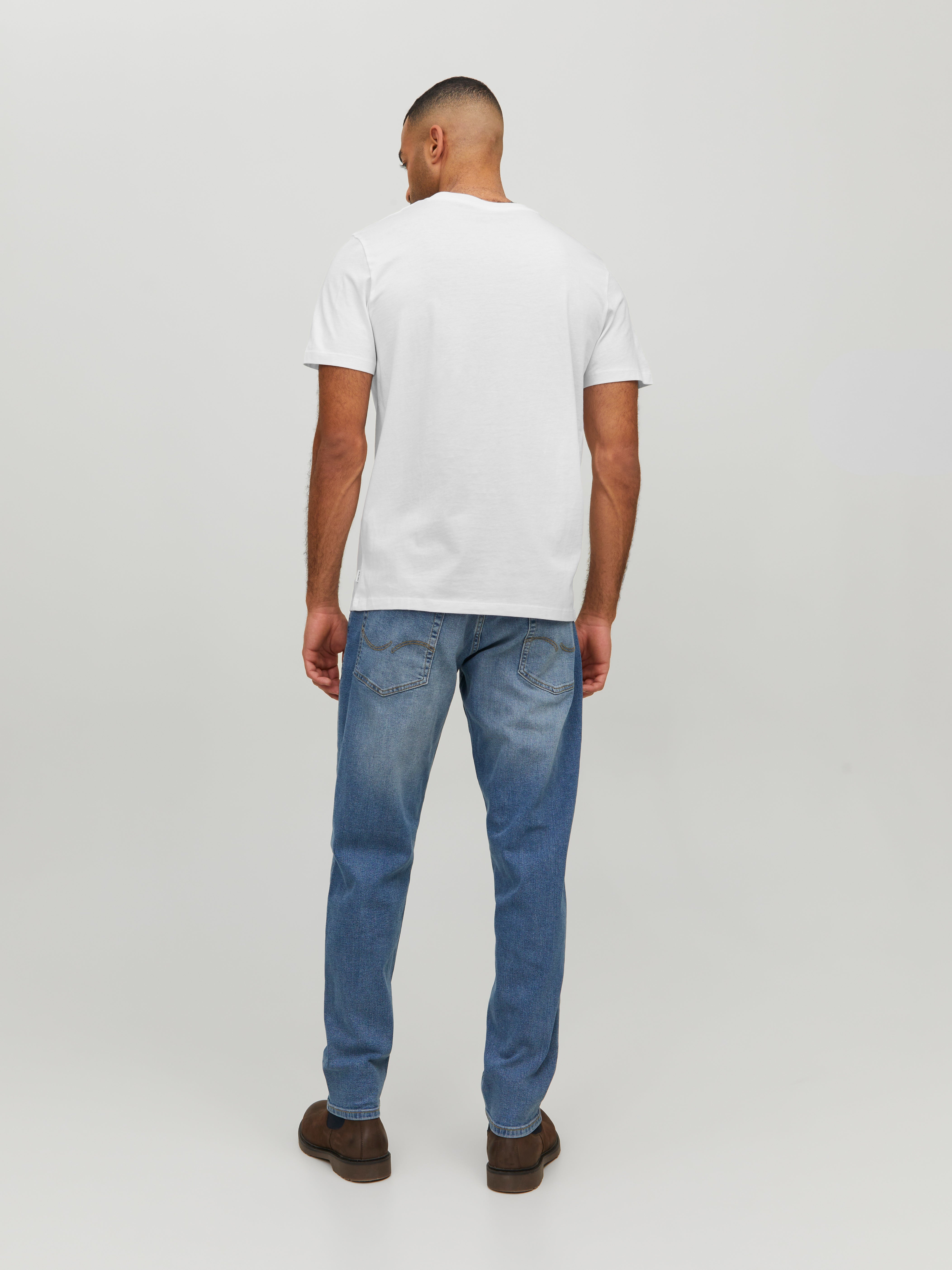 Jack & Jones Gładki Dekolt w serek T-shirt -White - 12156102