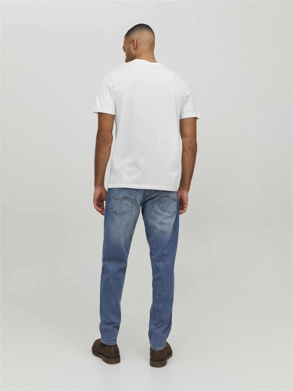 Jack & Jones Vienspalvis V formos iškirptė Marškinėliai -White - 12156102